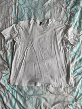 H&M White Crewneck Tee with Navy Branded Tag